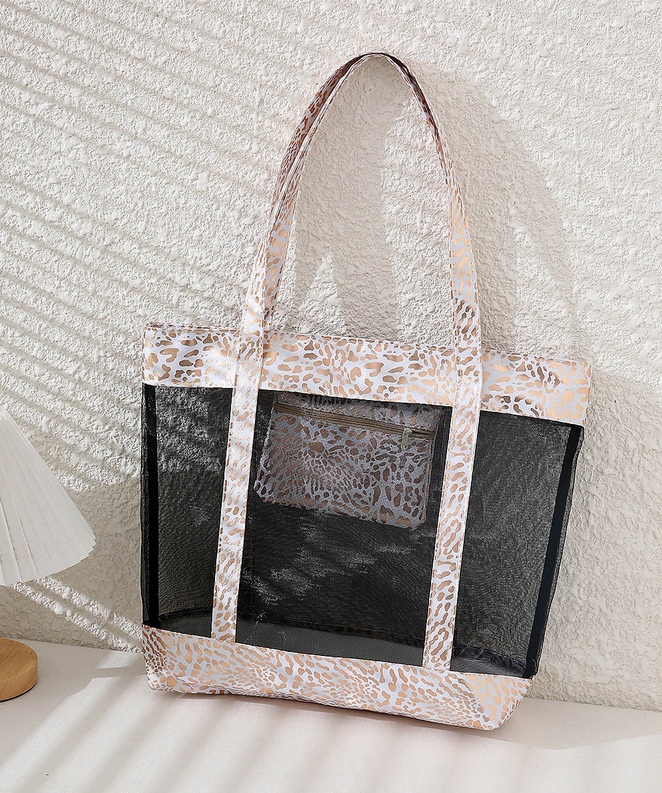 WHITE LEOPARD BEACH BAG