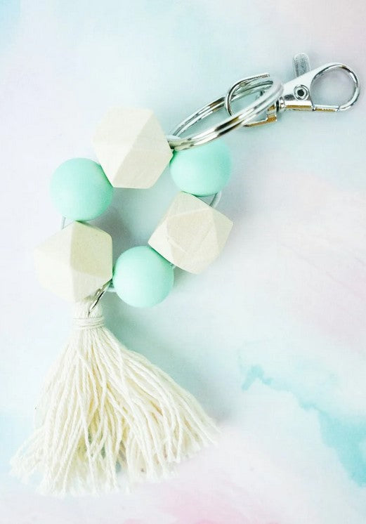 MINT BEADED KEYCHAIN