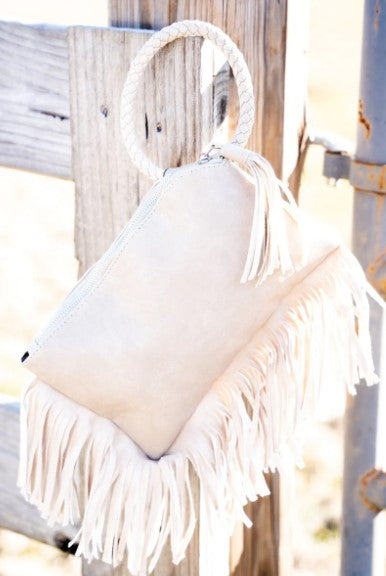 IVORY FAUX LEATHER CLUTCH