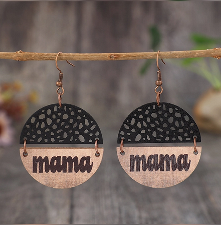 MAMA ROUND WOODEN EARRINGS