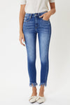 High Rise Hem Detail Ankle Skinny- KANCAN JEANS