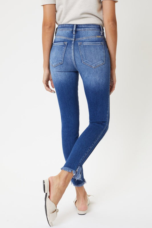 High Rise Hem Detail Ankle Skinny- KANCAN JEANS