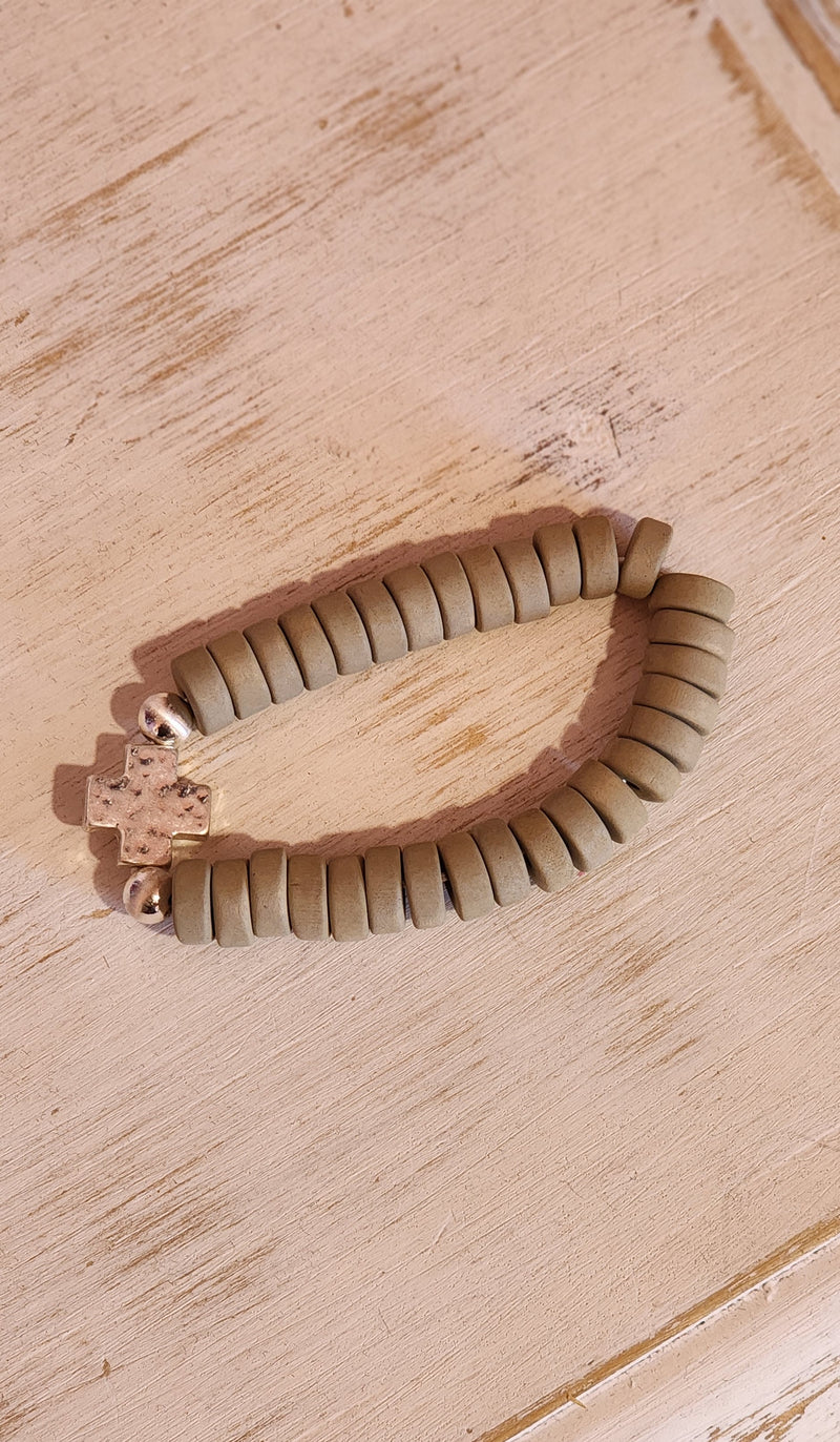 TALLA CROSS WOOD DISK BRACELET