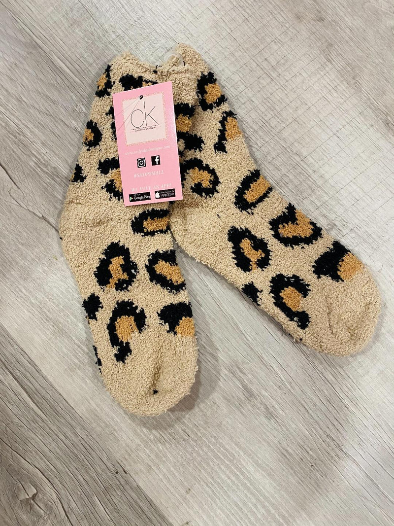 SOFT TAN LEOPARD SOCKS