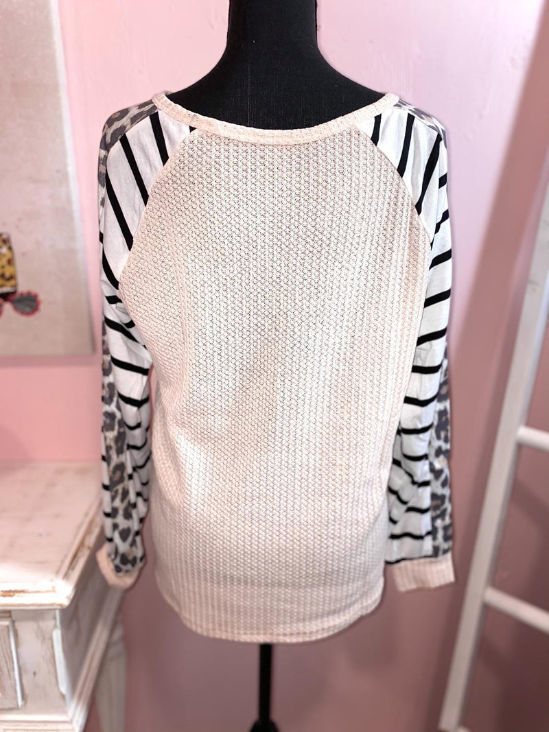 MARY WAFFLE KNIT LONG SLEEVE TOP