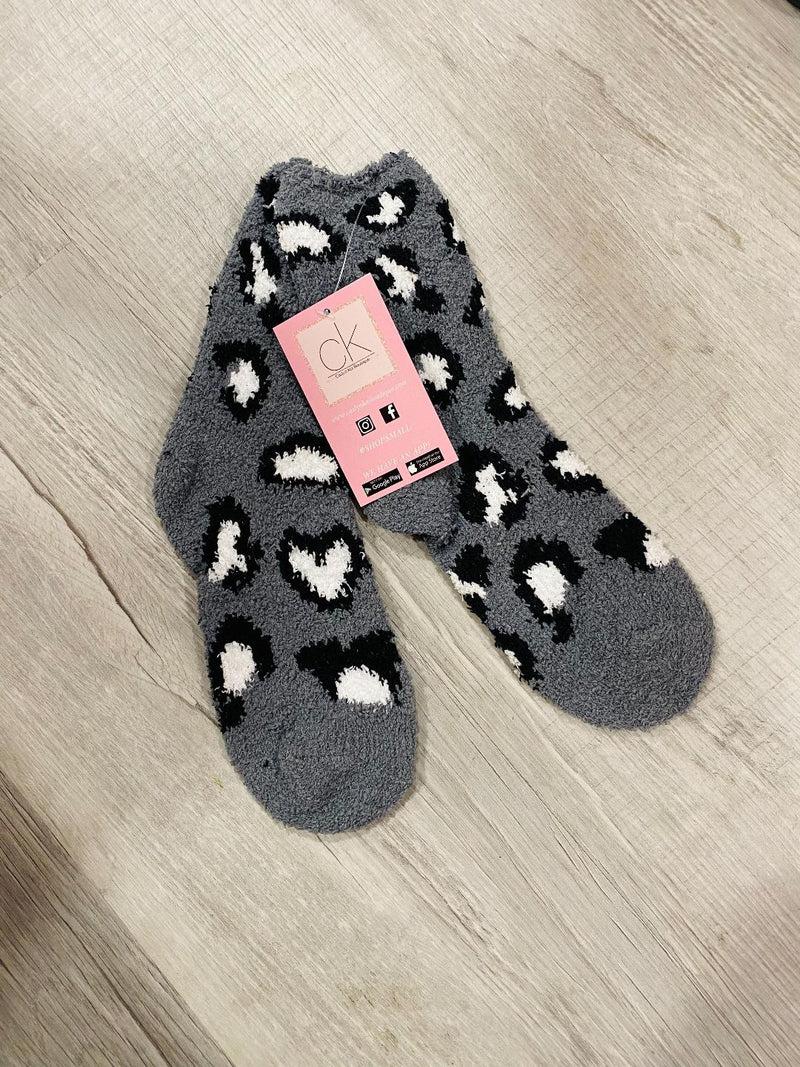 SOFT LEOPARD GRAY SOCKS