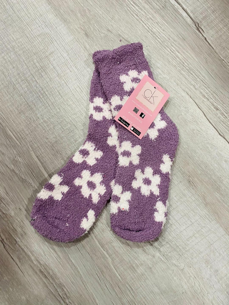 SOFT PURPLE W/ WHITE FLOWERS SOCKS