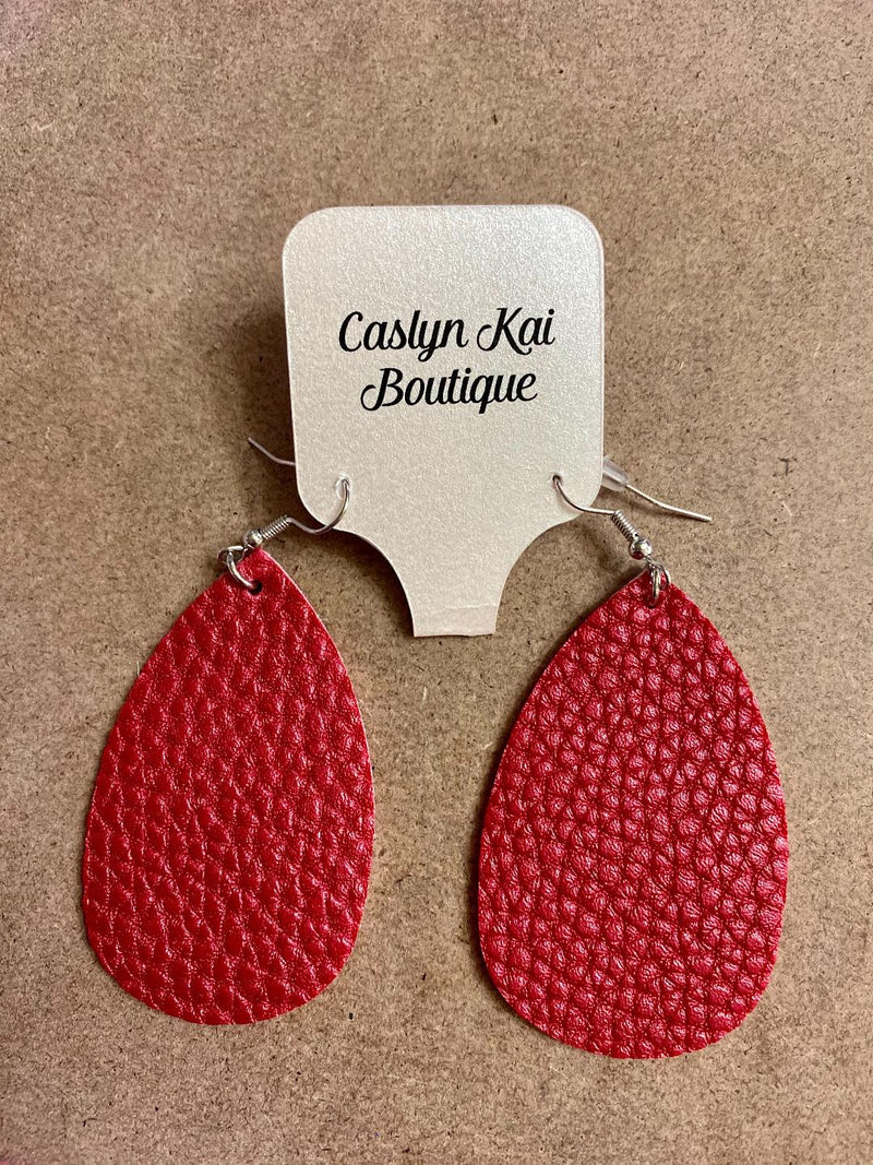 RED CRACK TEAR DROP EARRINGS