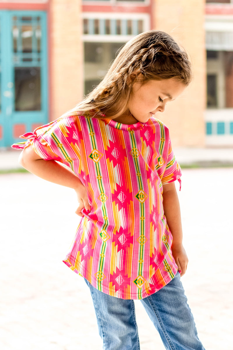 PINK AND YELLOW DIAMOND SPRING SHORT TIE SLEEVE