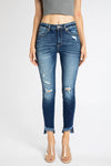 High Rise Hem Detail Ankle Skinny- KANCAN JEANS