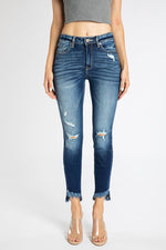 High Rise Hem Detail Ankle Skinny- KANCAN JEANS