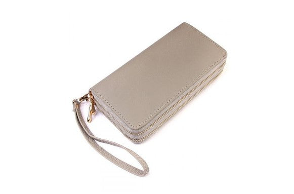 TWO ZIPPER LIGHT GREY WALLET