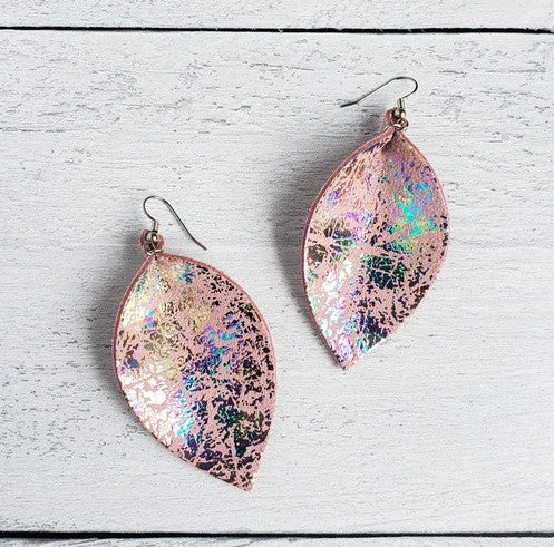 PINK MERMAID LEATHER EARRINGS