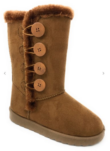 LEXI BUTTON BOOTS - TAN