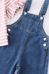 PINK STRIPE BUNNY DENUM OVERALL 2 PCS SET- LITTLE GIRL