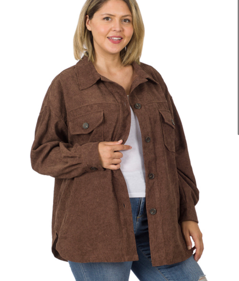 BETHANY BROWN CORDUROY SHACKET