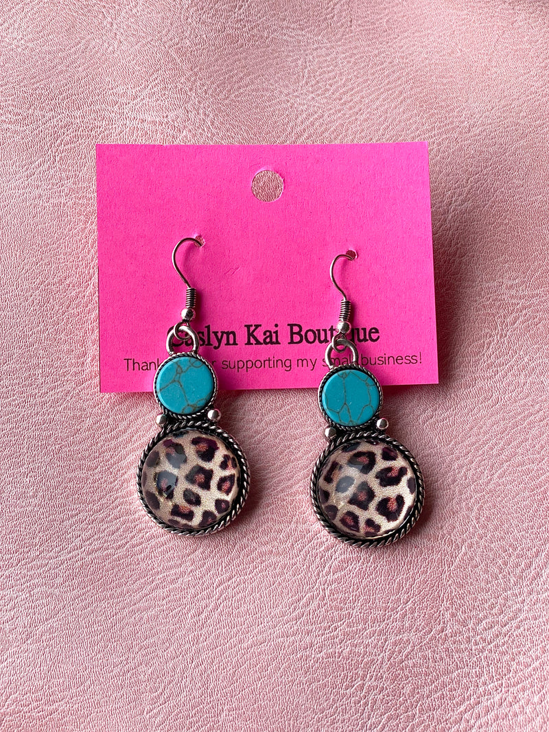 TIFFANY BLUE STONE LEOPARD EARRINGS